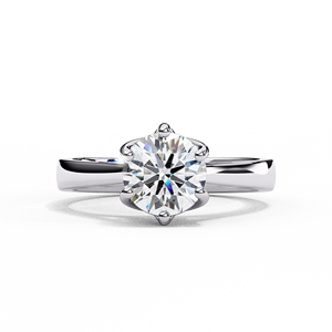 Bague solitaire classique en diamant rond, bague de fiançailles - Product Image 3