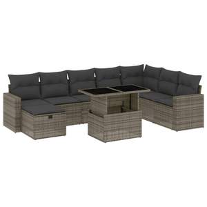 Grey PE Rattan Garden <b>Sofa</b> <b>Set</b> With Powder Coated Steel Frame Outdoor Furniture Contemporary Design - Product Image 2