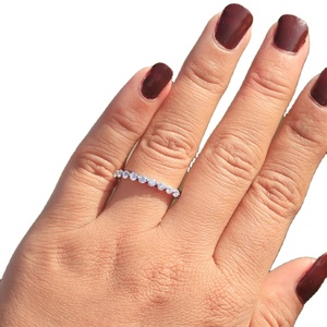 แหวนแต่งงานเพชรเม็ดกลมเจียระไนในห้องทดลองทรงกลมแหวนแต่งงานเพชรเงินสเตอร์ลิงสวยของขวัญแต่งงานสำหรับผู้หญิง - Product Image 1