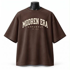 T-shirt oversize marron camel personnalisé OEM en coton épais, streetwear, tee-shirt graphique vintage, fabricant de vêtements - Product Image 2