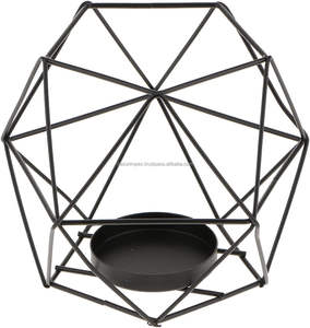 Bougeoirs en métal noir conçus dans un style de cage de fil, chacun tenant un décor de maison de bougie de pilier, et sont également référés - Product Image 6