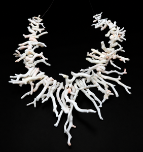 Collier en corail blanc japonais poli, perles de corail méditerranéen, 18 pouces - Product Image 1
