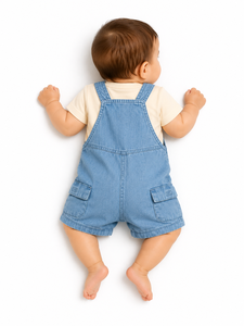 Conjunto de peto vaquero para bebé niño con camiseta de algodón suave, mono corto lindo, atuendo informal de verano con tirantes ajustables - Product Image 3