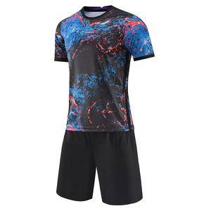 Ensemble de maillots de football sublimés personnalisés pour hommes, manches courtes, col en V, impression couleur personnalisée, évacuation de l'humidité, respirant, sur mesure - Product Image 3