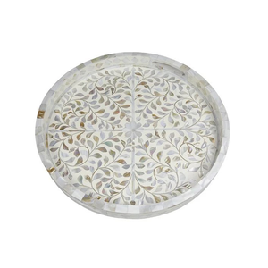 Plateau en nacre à motif de feuille, finition miroir blanc, plateau de service pour desserts, plateau en nacre de qualité supérieure - Product Image 3