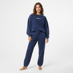 Conjunto de Sudadera y Pantalones Jogger para Mujer, Personalizado, 400 GSM, Lavado Ácido, Cuello Redondo, Estilo Oversize, Ropa Deportiva Urbana - Product Image 1