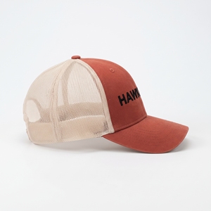 หมวกแก๊ปทรงทรัคเกอร์ Hawk Eye สีแดง ตาข่ายด้านหลัง ปักโลโก้ ปรับขนาดได้ เหมาะสำหรับทุกเพศ สวมใส่สบายๆ สำหรับฤดูใบไม้ผลิและฤดูร้อน ดีไซน์ 6 แผง - Product Image 6