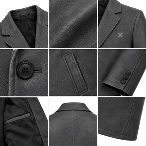 Gabardina de Cuero Genuino para Hombre |   Negro Marrón Marfil |   Fabricante OEM ODM |   Diseño de Calidad Premium |   Ropa de Cuero | - Product Image 4