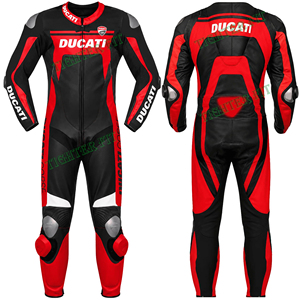 Veste de moto en cuir sur mesure fabriquée à la main au Pakistan, avec protection CE, pour la course sur circuit, imprimée Ducat Corse - Product Image 1