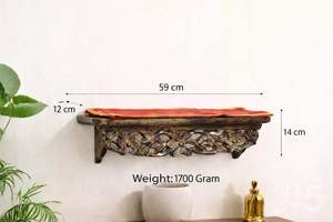 Hand Carved Wooden <b>Wall</b> Décor <b>Shelf</b> || Mounted Bookshelf || Bedroom || <b>Living</b> <b>Room</b> || Decoration (Brown, Lacquered) - Set of 1 - Product Image 2
