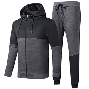 Men's Color Block Hooded <b>Tracksuit</b> Set Full Sleeve Casual Breathable Polyester Cotton Autumn Wear Regular Fit With Side Pockets - Product Image 1