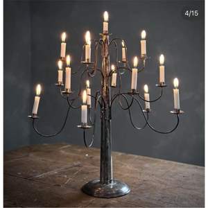 Candélabre haut à 15 lumières en fer forgé, élégant arbre à bougies pour hall d'hôtel et table de salle à manger - Support décoratif vintage en métal - Product Image 1