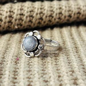 Boho Floral Moonstone Brass <b>Ring</b> Silver Plated <b>Statement</b> Gemstone Womens <b>Ring</b> For Wholesale - Product Image 3