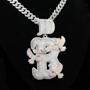 Iced Out Custom <b>Initial</b> Letter <b>Pendant</b> With Eagle 925 <b>Silver</b> Moissanite Hip Hop Men's Jewelry Power ,Strength & Freedom Necklace - Product Image 5