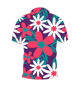 เสื้อโปโลพิมพ์ลายดอกไม้เขตร้อนสีม่วงสำหรับผู้ชายแขนสั้นฤดูร้อนลำลองสไตล์ฮาวายเสื้อกอล์ฟ - Product Image 2