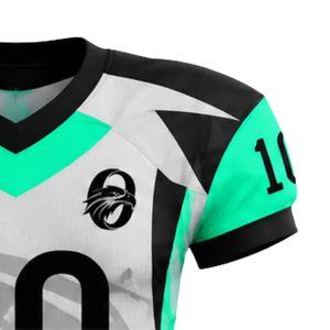 Maillot de football américain bleu sarcelle et noir à manches courtes, léger, pour le sport scolaire, les clubs et les jours de match - Product Image 4