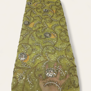 ผ้าลูกไม้แฟชั่นคุณภาพเยี่ยม ดีไซน์ล่าสุด ประดับด้วยงานปักลายดอกไม้ ตกแต่งด้วยคริสตัล เหมาะสำหรับงานปาร์ตี้ ผลิตจากโพลีเอสเตอร์/คอตตอน ป้องกันไฟฟ้าสถิต - Product Image 3