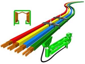 รางจ่ายไฟฟ้า CMK 60A/100A/125A สำหรับเครน DSL บัสบาร์ EOT 4.5 เมตร ตัวนำไฟฟ้า 240V 50Hz ทนอุณหภูมิสูง 85 องศาเซลเซียส สีเขียว 4 ช่องเสียบ แบบยึดด้วยสลักเกลียว - Product Image 2