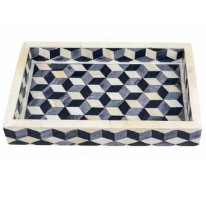 Plateau de service artisanal à motifs floraux en os incrusté, idéal pour le petit-déjeuner, plateau polyvalent à prix de gros – Vente chaude - Product Image 5