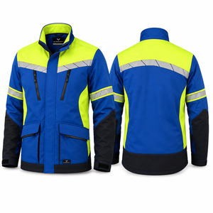 <b>High</b> <b>Visibility</b> Safety <b>Jacket</b> ANSI Class 2 EN ISO 20471 Class 2 Black Yellow Reflective Stripes Full Zip <b>Softshell</b> Waterproof - Product Image 4