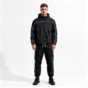 Wholesale Winter Sporty Oversized Streetwear Printed Hooded Solid 2 Piece <b>Waffle</b> Waterproof Reversible Windbreaker Breathable - Product Image 6