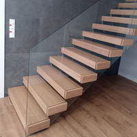 Escalier flottant en bois massif avec bandes LED à détection de mouvement, design moderne pour appartements, duplex, espaces loft, installation DIY