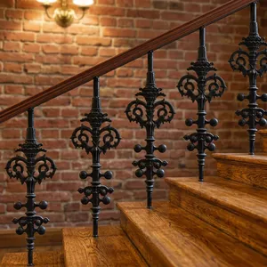 Elegant Wrought Iron Stair Balusters Classic Decorative Metal Spindles Replacement <b>Kit</b> For Indoor <b>Staircase</b> Handrail Support - Product Image 5