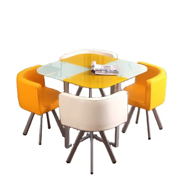 Meja Makan kaca, 6 kursi untuk 4 orang desain persegi panjang modern mdf kayu 8 dudukan persegi panjang meja makan kayu alami