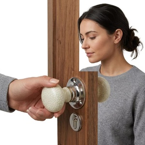 Ceramic Round <b>Door</b> <b>Knob</b> With Crackle Finish For Cabinet Furniture Contemporary Design Durable Handle - Product Image 1