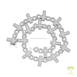 Collier personnalisé en argent sterling 925 avec croix, diamants moissanite, chaîne de luxe hip-hop sertie de pierres pour bijoux - Product Image 5