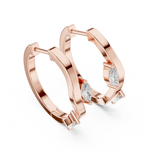 Juego de Aretes de Aro Simples en Oro Rosa de 18 Quilates con Diamantes Marquise Cultivados en Laboratorio, Certificados para Uso Diario, Eventos Glamurosos y Regalos Económicos - Product Image 2