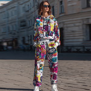 Crop <b>Women</b> Training Suit 100% Polyester Stand Collar Zipper <b>Jacket</b> Tops Trainer Pants Ladies Polyester Crop Training Tracksuits - Product Image 6