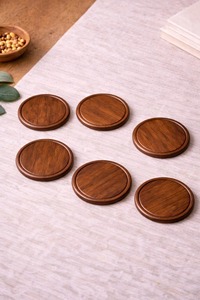 Wooden <b>Coaster</b> <b>Set</b> Solid For Stylish Home Dining Protecting Furniture While Adding Natural Beauty - Product Image 2