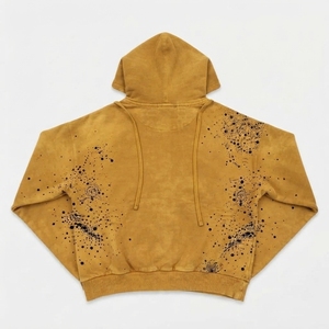 Sudadera con capucha para hombre, personalizada, de alta calidad, de fabricante, con efecto desgastado por el sol, de gramaje pesado 400 g/m², con lavado ácido vintage, corte holgado, con cremallera y pedrería, 100% - Product Image 2