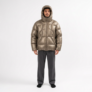 Chaqueta Acolchada con Capucha para Hombre, Personalizable por Delante, Cortavientos, Transpirable, con Forro Polar, Relleno de Poliéster de 220g, Abrigo Casual de Invierno, Corte Regular - Product Image 1