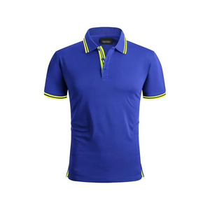 Polo homme bleu à manches courtes, couleur unie, tissu tricoté, coupe classique, décontracté - Product Image 1