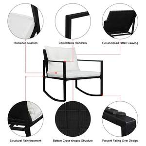 Spedizione gratuita Set di mobili da esterno moderni da giardino in Rattan 3 pezzi sedia da bistrot e tavolino da giardino per conversazione YJ - Product Image 4