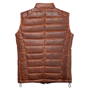 Gilet matelassé en cuir véritable imperméable et écologique pour homme, sans manches, en duvet, chaud pour l'hiver, avec fermeture éclair - Product Image 6