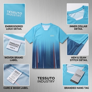 เสื้อเจอร์ซีย์กีฬาคอกลมแขนแร็กแลนพิมพ์ลายแบบสับลิเมชั่นแห้งเร็วสำหรับผู้ชาย ยี่ห้อ TESSUTO เหมาะสำหรับฝึกซ้อมฟุตบอลและเป็นเสื้อทีม - Product Image 4