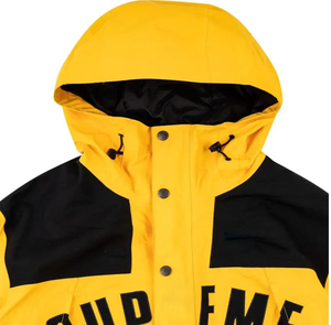 Men's <b>Yellow</b> Hooded <b>Puffer</b> <b>Jacket</b> ME Print Stand Collar Breathable Casual Zipper Closure Waterproof Winter Outerwear Regular Fit - Product Image 2