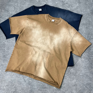 T-shirt Homme Oversize en Coton Effet Vieilli et Déchiré, Coupe Ample, Style Streetwear, Décontracté, Vintage, Basique, Été, Logo Personnalisable - Product Image 6