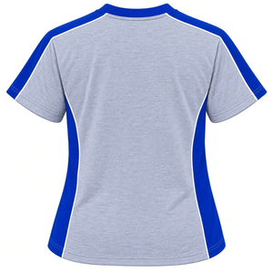 Camiseta Zeta Grey Premium para Mujer, Color Azul Rey Jaspeado, con Paneles Laterales, Apliques de Letras Griegas, Cuello Redondo, Manga Corta, para Verano - Product Image 2