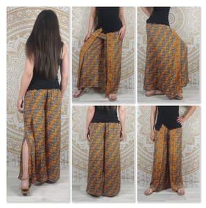 Pantalon Korba en coton indien 100% - Pantalon ample à jupe - Imprimé paisley blanc et noir - Taille élastique - Taille haute - Casual - Hiver - Product Image 5