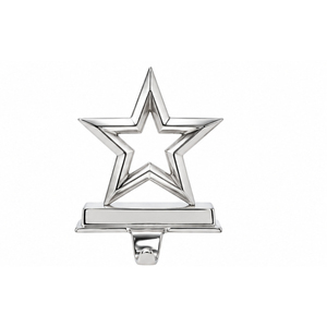 Soporte moderno de metal plateado con forma de estrella para calcetines navideños, gancho resistente para chimenea o repisa, para decoración navideña del hogar, venta al por mayor. - Product Image 1