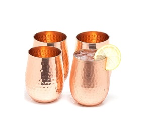 Verre à boire en cuivre pur écologique, élégant, fait main, durable, gobelet de stockage d'eau ayurvédique pour le bien-être - Product Image 4