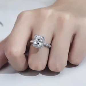 Luxury Moissanite Engagement <b>Ring</b> 925 Sterling Silver Halo Bridal <b>Ring</b> for Women Wedding Jewelry - Product Image 1