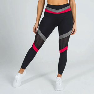 Women's 2 Piece Yoga Set Racerback Sports <b>Bra</b> High Waist Leggings Color Blocking Mesh Panel Breathable Workout Activewear - Product Image 6