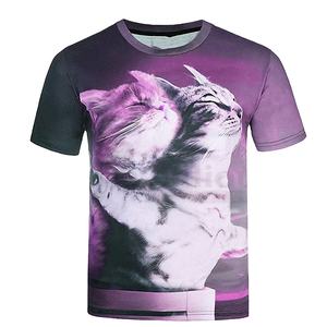 Camisetas personalizadas con impresión digital por sublimación para hombre, camisetas informales de manga corta con cuello redondo y diseño en blanco - Product Image 1