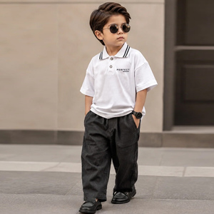 Ensembles de vêtements pour garçons de qualité supérieure, polo oversize et ensemble de jogging en jean, vêtements décontractés pour enfants, couleur unie, tenue pour enfants - Product Image 5