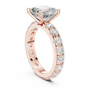 Anillos de compromiso o boda clásicos para mujer, de oro rosa macizo de 14 quilates, con diamante de corte Asscher cultivado en laboratorio, joyería para fiestas. - Product Image 4